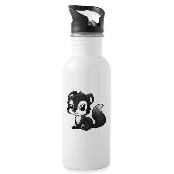 Skunk mignonne avec de grands yeux - Gourde avec paille intégrée - blanc - Droite