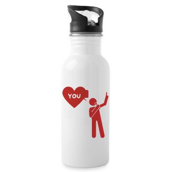 Declaration of love "I love you" - Water bottle with straw - white - Right