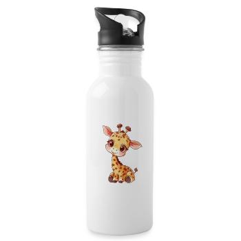 Adorable dessin de girafe pour les enfants - Gourde avec paille intégrée - blanc - Droite