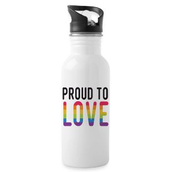LGBT Pride Month - Proud to Love - Water bottle with straw - white - Right
