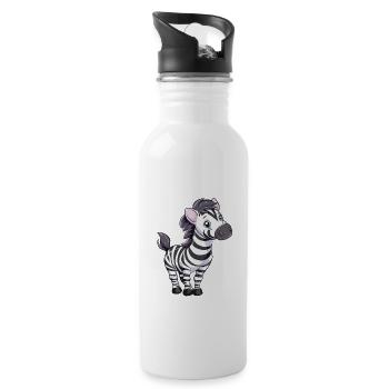Niedliches Zebra Cartoon Für Kinder - Trinkflasche mit integriertem Trinkhalm - Weiß - Rechts