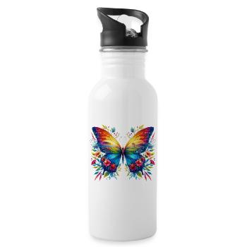 Butterfly - Water bottle with straw - white - Right