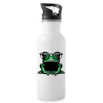 Frog with Glasses - Water bottle with straw - white - Right