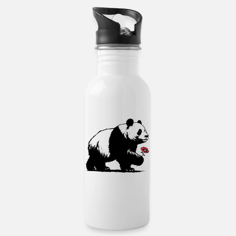 Panda - Trinkflasche mit integriertem Trinkhalm - Weiß