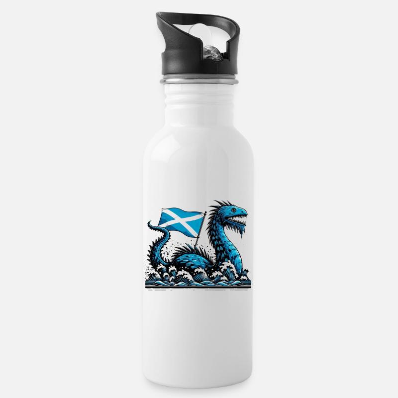 Monstre du Loch Ness en Écosse - Gourde avec paille intégrée - blanc