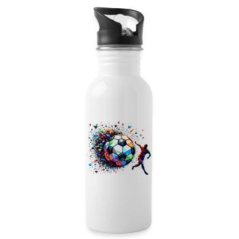 joueur de football dynamique jouant au football - Gourde avec paille intégrée - blanc - Droite