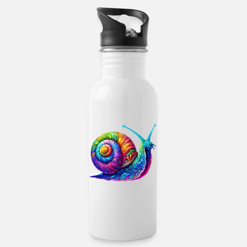 Schnecke - Trinkflasche mit integriertem Trinkhalm - Weiß