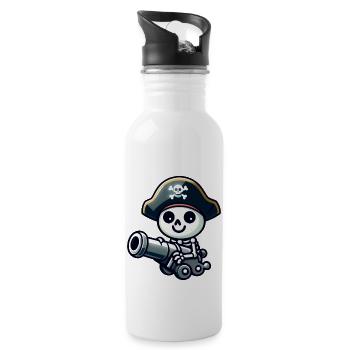 Pirate Skull - Skeleton Treasure - Water bottle with straw - white - Right