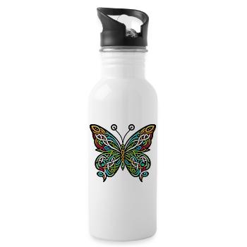 Butterfly - Water bottle with straw - white - Right