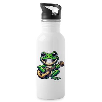 Grenouille mignonne avec guitare - Gourde avec paille intégrée - blanc - Droite