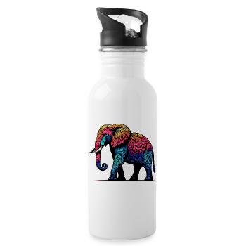 Éléphant - Gourde avec paille intégrée - blanc - Droite