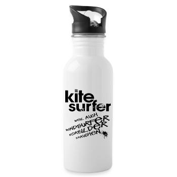 Kitesurfer vs Windsurfer - Water bottle with straw - white - Right