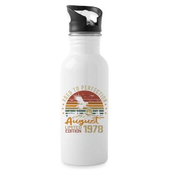 Millésime Août 1978 Cadeau Anniversaire Août 1978 - Gourde avec paille intégrée - blanc - Droite
