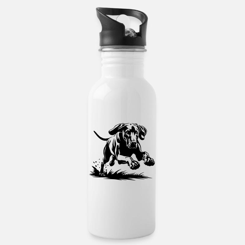 Weimaraner - Trinkflasche mit integriertem Trinkhalm - Weiß