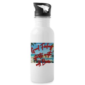 Good Feeling - Beachside Brew Vibes" - Trinkflasche mit integriertem Trinkhalm - Weiß - Rechts