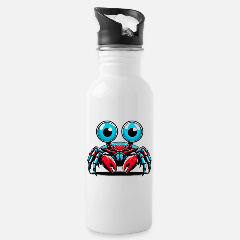 Krebs - Trinkflasche mit integriertem Trinkhalm - Weiß