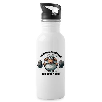 Lustiges Schaf Motivation Inspiration Humor Spruch - Trinkflasche mit integriertem Trinkhalm - Weiß - Rechts
