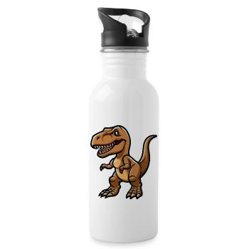 T rex - Water bottle with straw - white - Right