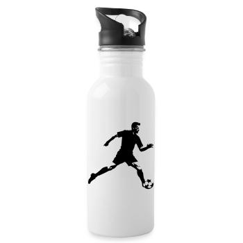 Fussballer Symbol Fussball Spieler Mann - Trinkflasche mit integriertem Trinkhalm - Weiß - Rechts