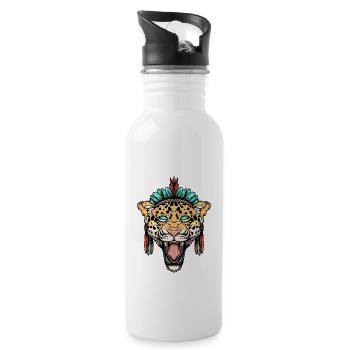 Jaguar tribal - Gourde avec paille intégrée - blanc - Droite