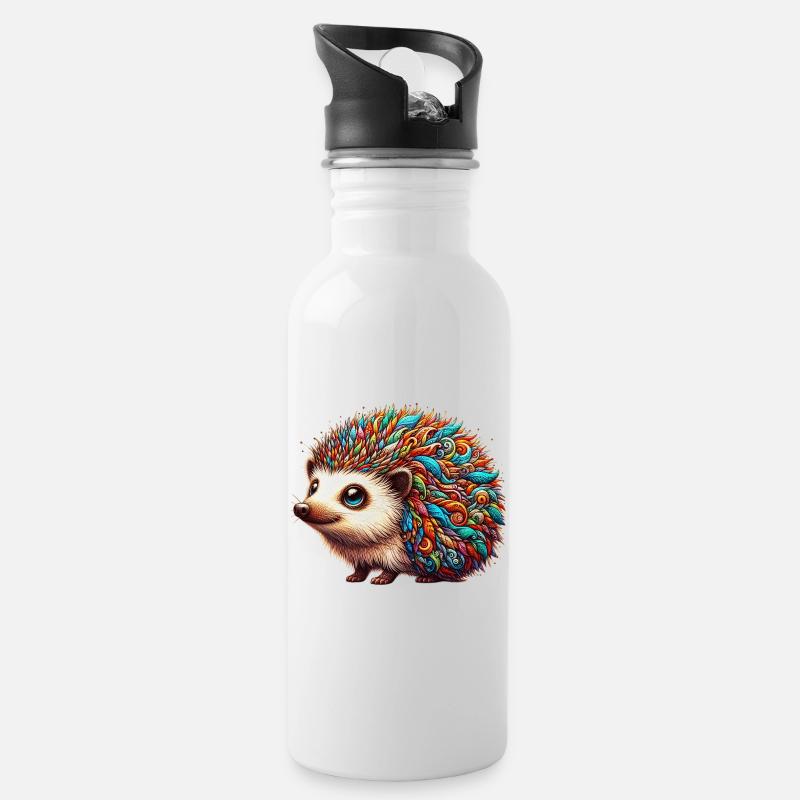 Igel - Trinkflasche mit integriertem Trinkhalm - Weiß