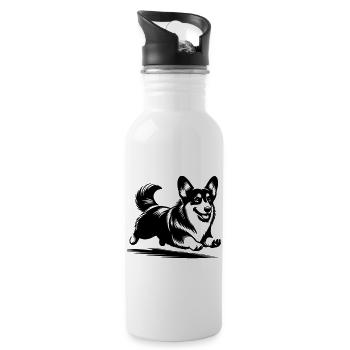 Corgi gallois - Gourde avec paille intégrée - blanc - Droite