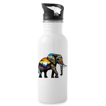 Éléphant - Gourde avec paille intégrée - blanc - Droite