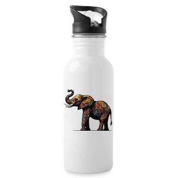 Éléphant - Gourde avec paille intégrée - blanc - Droite