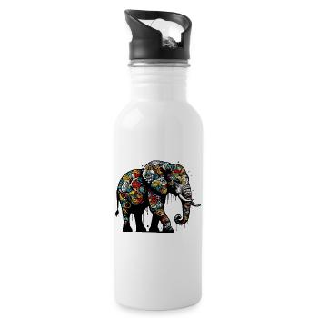 Éléphant - Gourde avec paille intégrée - blanc - Droite