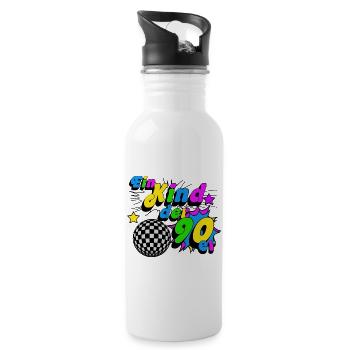 90er Party , Mottoparty , 90er Kind (25) - Trinkflasche mit integriertem Trinkhalm - Weiß - Rechts