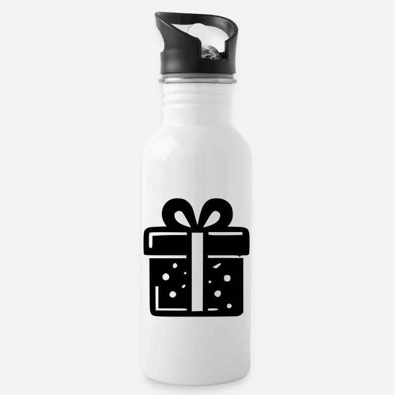 gift - Water bottle with straw - white