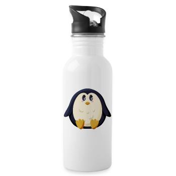 Chubby Penguin - Water bottle with straw - white - Right