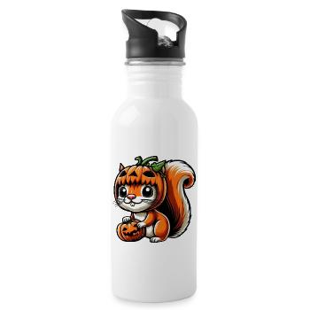 Süßes Halloween Eichhörnchen Kürbis Cartoon - Trinkflasche mit integriertem Trinkhalm - Weiß - Rechts