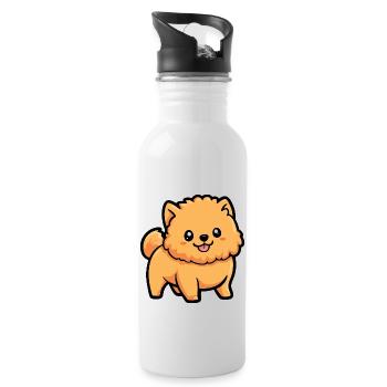 Chow Chow Dog Comic Cute - Water bottle with straw - white - Right