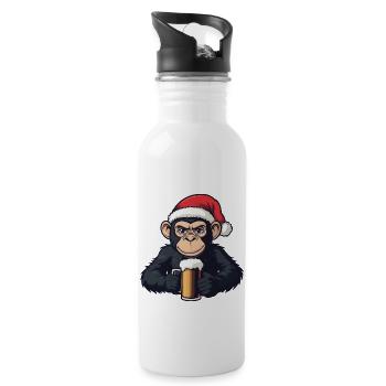 Monkey Christmas Beer - Water bottle with straw - white - Right