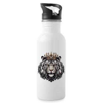 Tiger Crown Animal - Water bottle with straw - white - Right