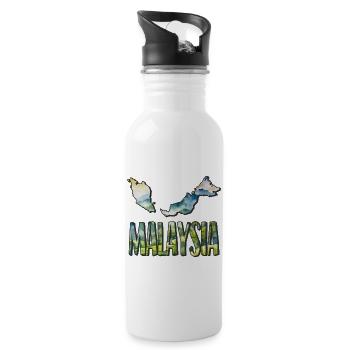 Watercolor Map Malaysia - Water bottle with straw - white - Right