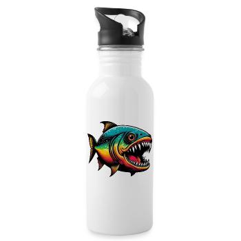 Piranha - Trinkflasche mit integriertem Trinkhalm - Weiß - Rechts