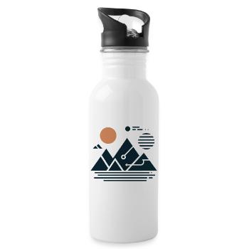 Montagnes - Gourde avec paille intégrée - blanc - Droite