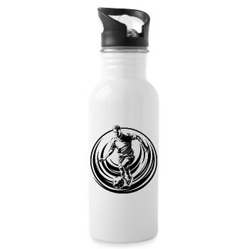 Fussballer Fussball Spieler Mann Silhouette - Trinkflasche mit integriertem Trinkhalm - Weiß - Rechts