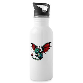 Dragon - Water bottle with straw - white - Right