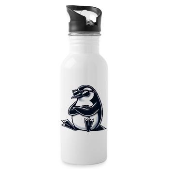 pingouin cool avec des lunettes de soleil et entrelacé - Gourde avec paille intégrée - blanc - Droite