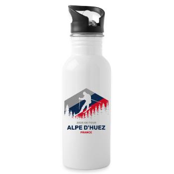 Alpe D'Huez, Frankreich 2025 Gruppen-Skireisebekleidung - Trinkflasche mit integriertem Trinkhalm - Weiß - Rechts