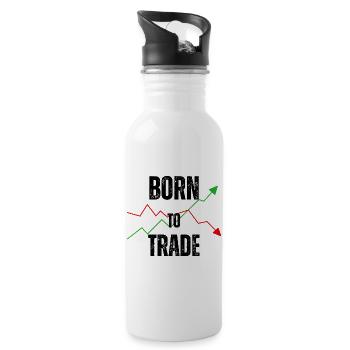 BORN TO TRADE - Trinkflasche mit integriertem Trinkhalm - Weiß - Rechts