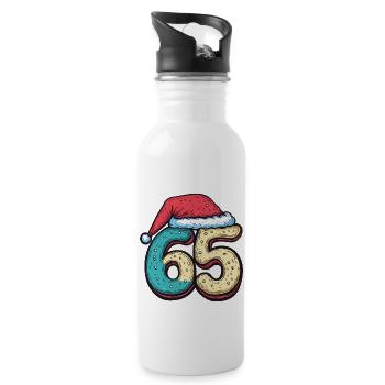 65 Number Christmas Cookie - Water bottle with straw - white - Right