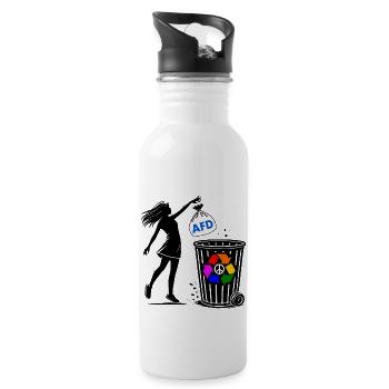 FCK AFD - Gegen Rechts - halte deine umwelt sauber - Trinkflasche mit integriertem Trinkhalm - Weiß - Rechts