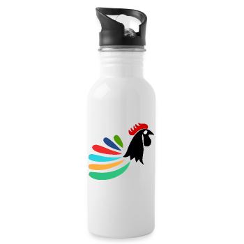 ROOSTER. HORSE. HEN. ROOSTER. ANIMAL. BIRD. UNICORN. - Water bottle with straw - white - Right