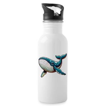 Wal - Trinkflasche mit integriertem Trinkhalm - Weiß - Rechts