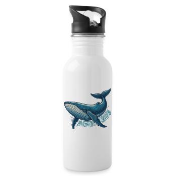 Blue whale - Water bottle with straw - white - Right