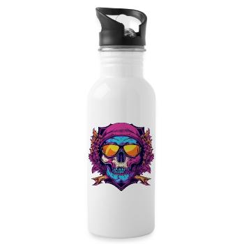 Ski Skibrille Skull Wappen - Trinkflasche mit integriertem Trinkhalm - Weiß - Rechts